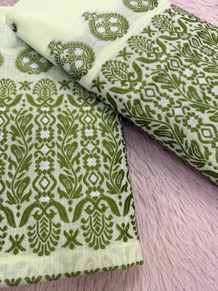 Elegant Green Mecrised Cotton Fabric Assamese Mekhela Chador  Kesapat cotton