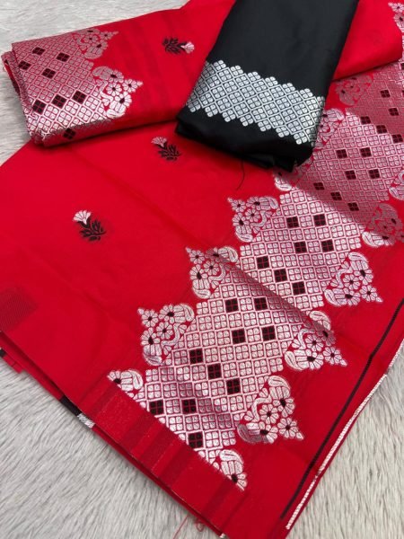 Elegant Mustard Mix pat Fabric Assamese Chador Mekhela Premium Mix silk 