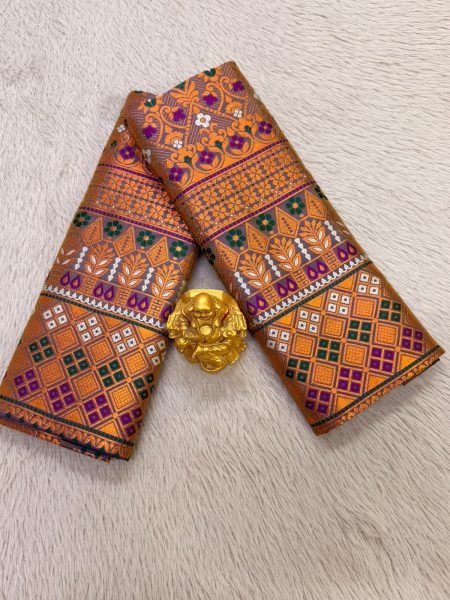 Premium Assamese  Purple Mix pat  Mekhela Sador  Premium Mix silk 