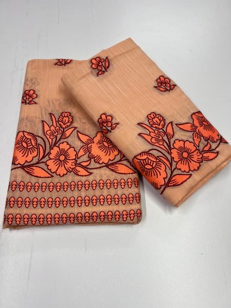Peach Mekhela Sador in Premium  Kesapat Cotton  